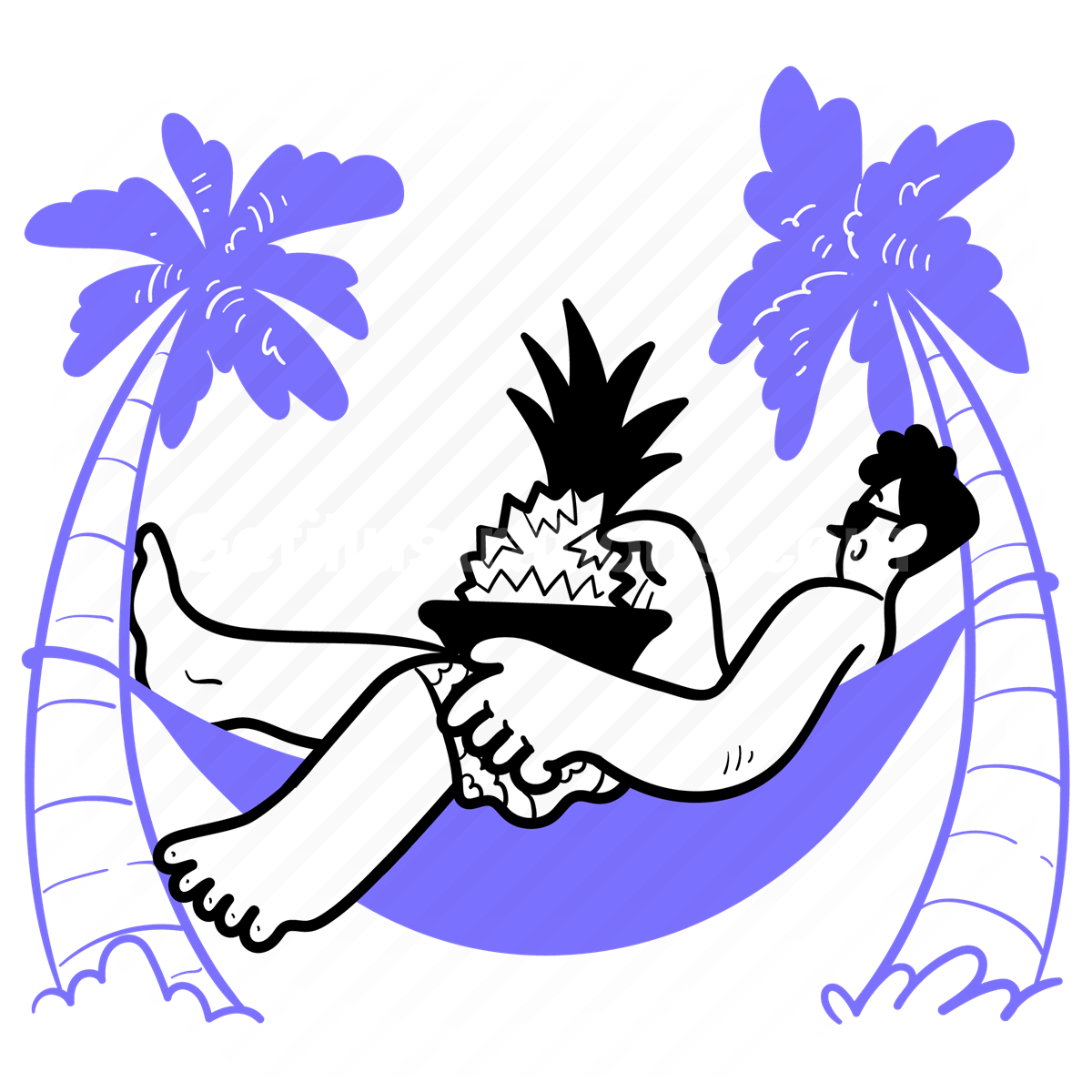 tropical, holiday, vacation, relax, chill, pineapple, palm, tree, man